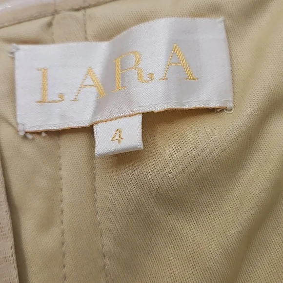 NWT Lara Dresses 29035 Champagne Pearl Strapless Beaded Evening Gown Sz 4 - Picture 12 of 13